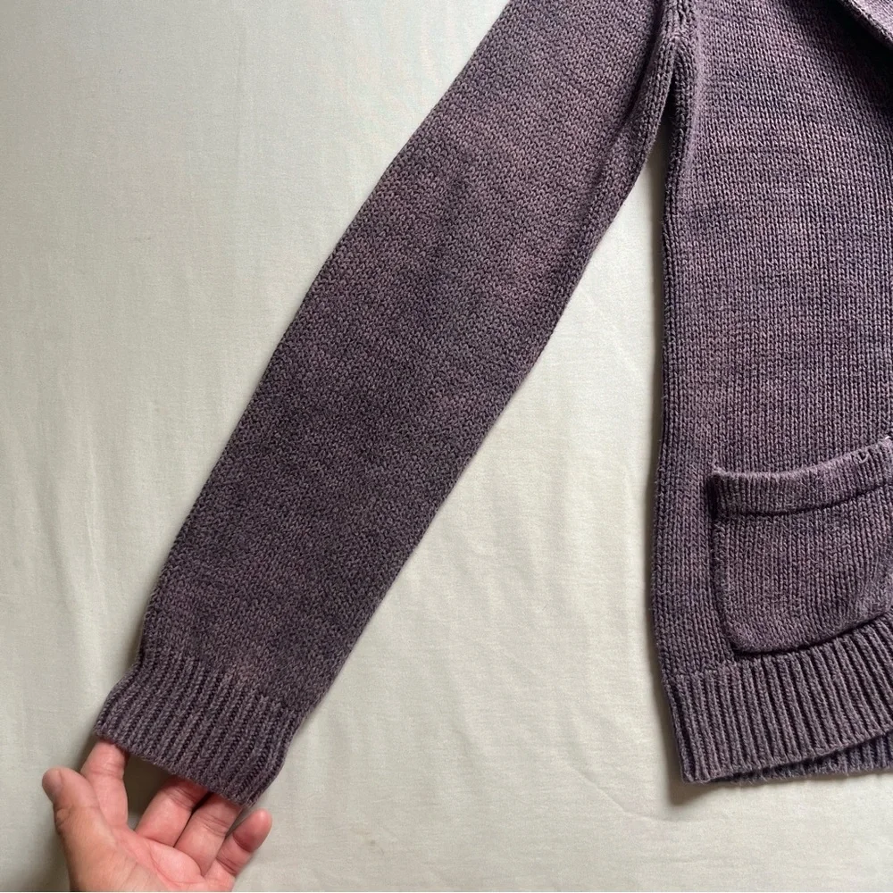 MARGARET O’LEARY plum pale purple chunky‎ knit toggle button up shawl cardigan